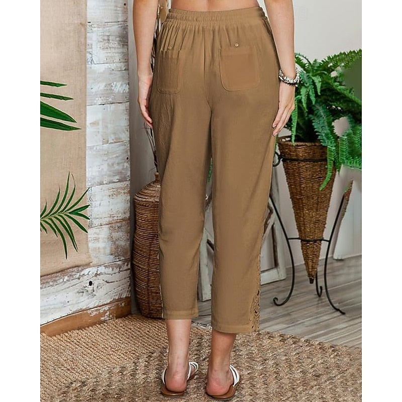 Ineke | Verfijnde Enkellange Broek met Kantdetail