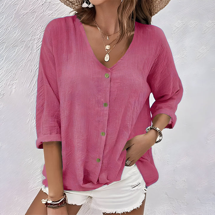 Giana | Casual Relaxed Blouse met Knoopsluiting