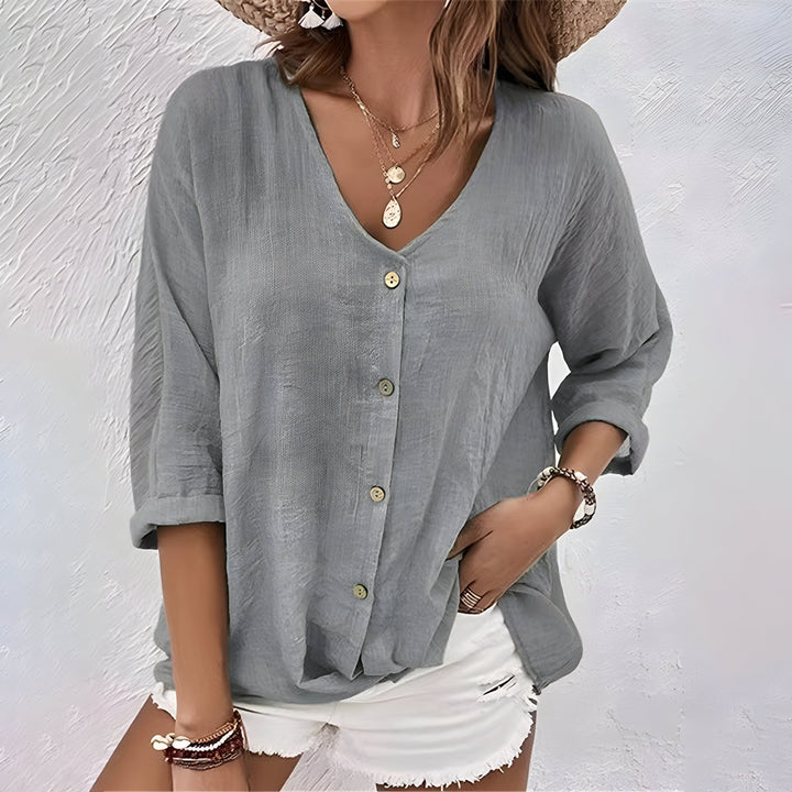 Giana | Casual Relaxed Blouse met Knoopsluiting
