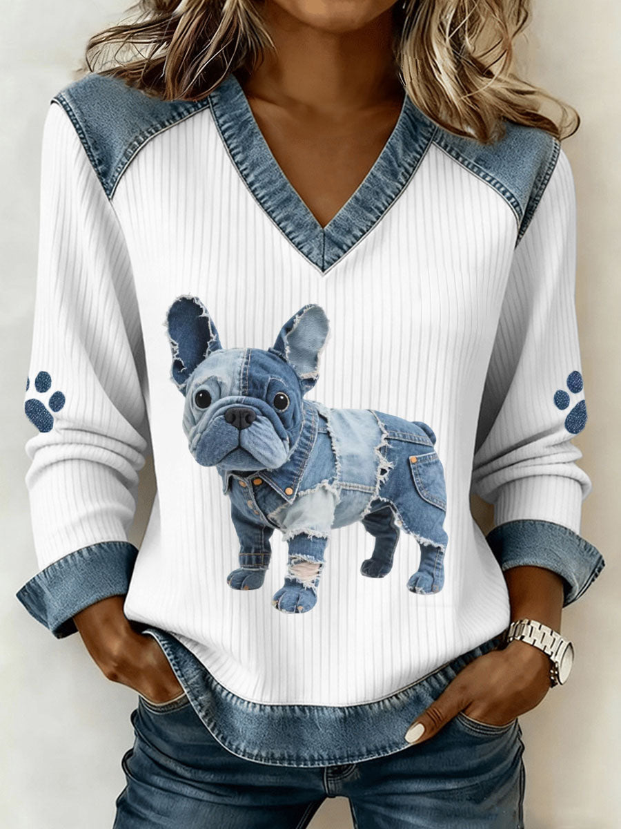 Fleur | Artistieke Patchwork Denim Top