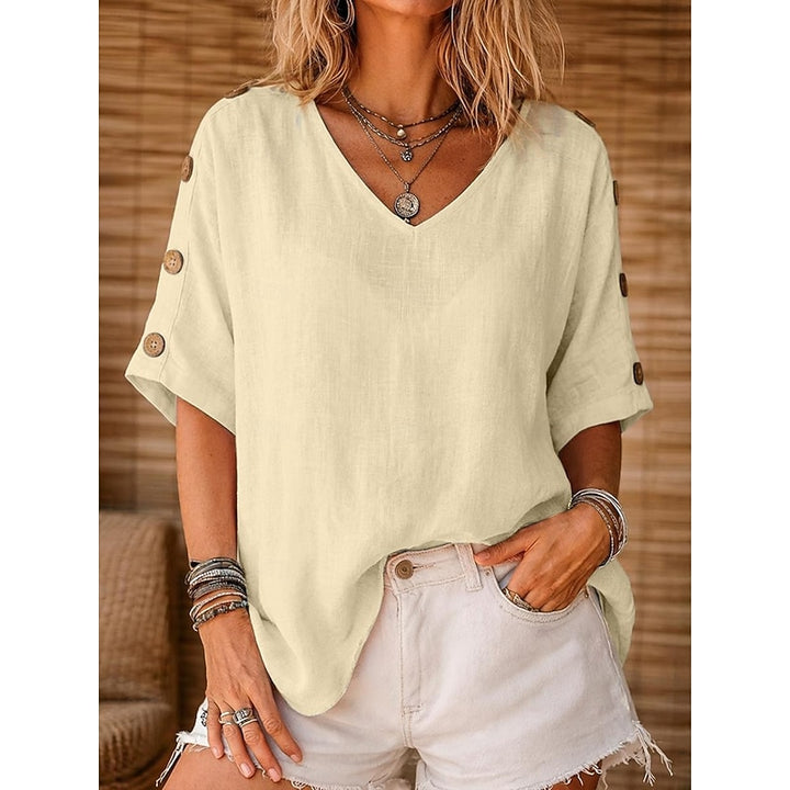 Marjan | Vlotte Blouse met Knoopdetail