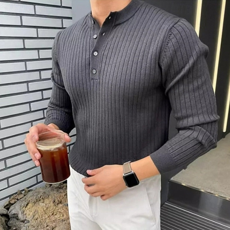 Rogier | Geribbelde Henley Trui