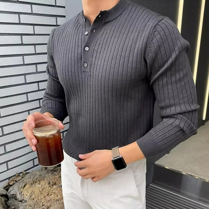 Rogier | Geribbelde Henley Trui