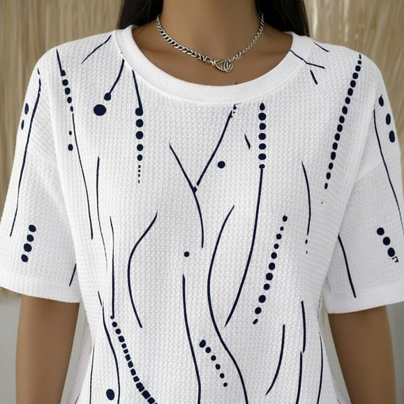 Judith | Elegant Structuur T-shirt met Print