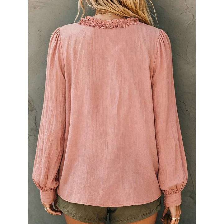 Gerdien | Verfijnde Blouse met Ruche V-Hals