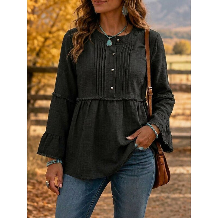 Aaltje | Verfijnde Peplum Blouse met Lange Mouwen