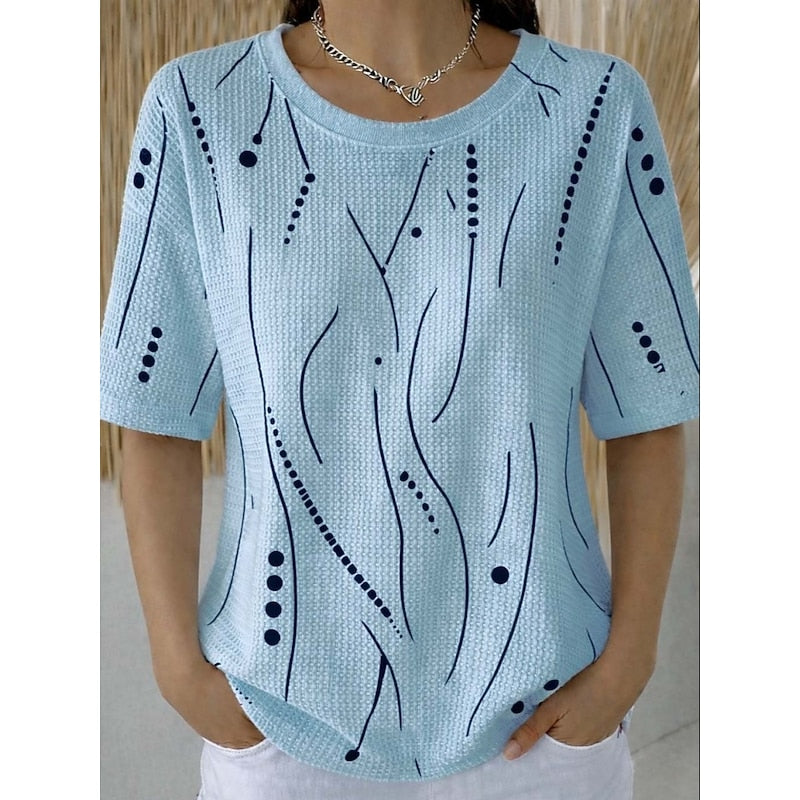 Judith | Elegant Structuur T-shirt met Print