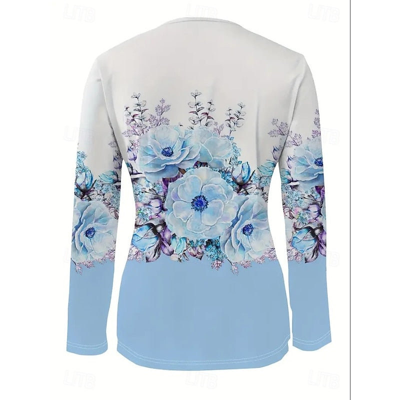Aleida | Sierlijke Bloemenprint Top met Kwart Rits