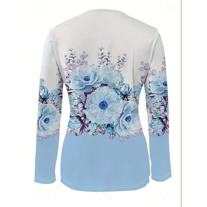 Aleida | Sierlijke Bloemenprint Top met Kwart Rits
