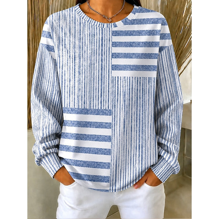 Loes | Gestreepte Sweater met Ronde Hals