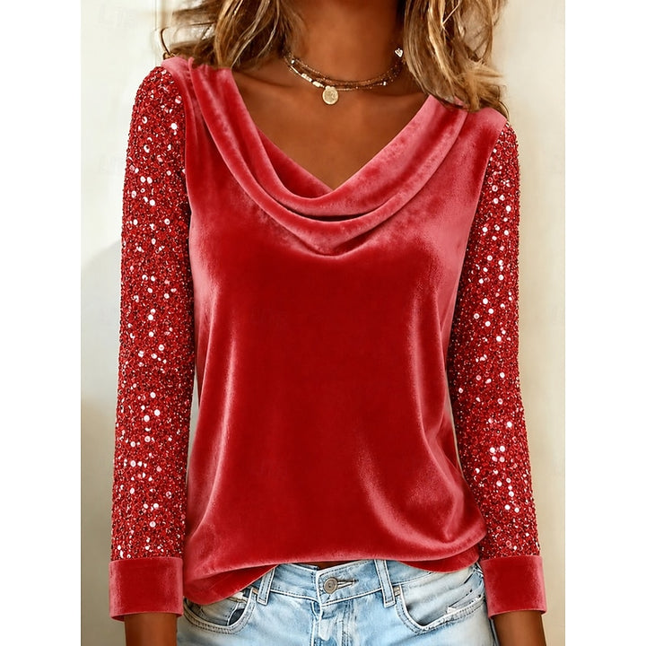 Wilhelmina | Elegante Top met Glinsterende Mouwen