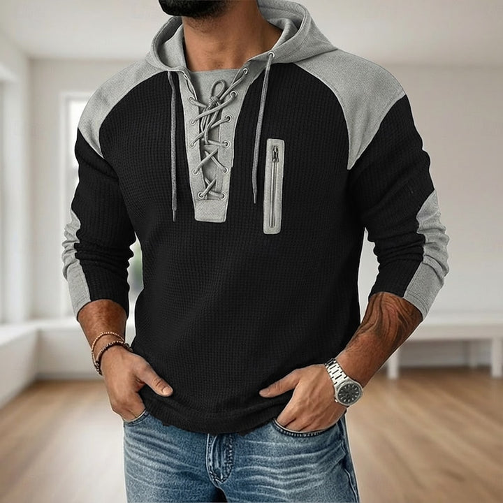 Joep | Sportieve Hoodie met Veterhals
