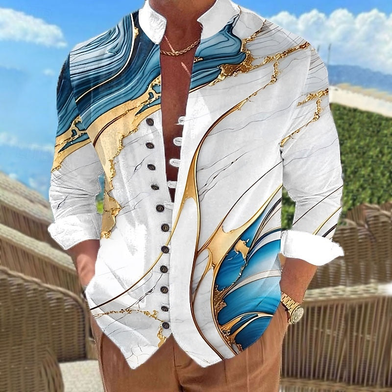 Barend | Elegant Marmerprint Overhemd