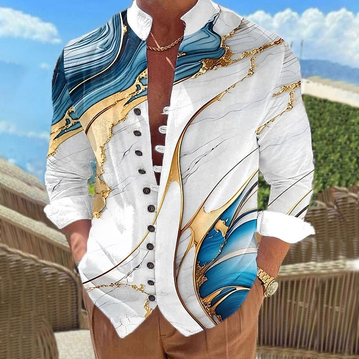 Barend | Elegant Marmerprint Overhemd