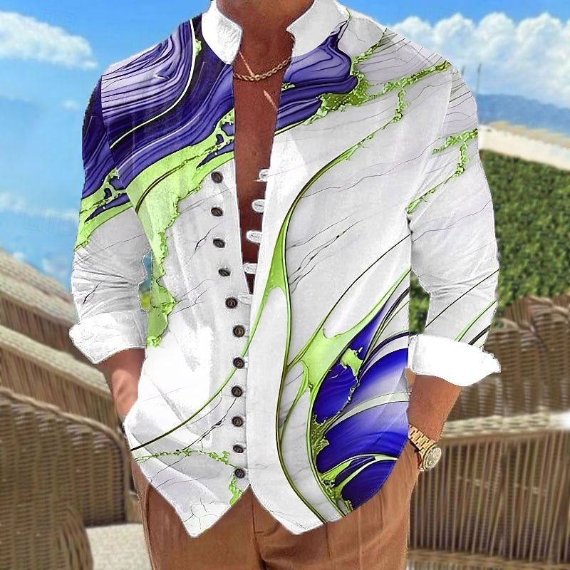 Barend | Elegant Marmerprint Overhemd