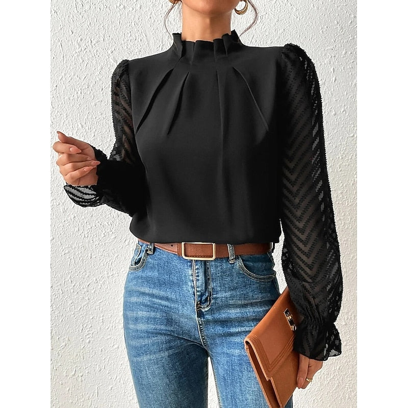 Wilhelmina | Verfijnde Blouse met Opstaande Kraag