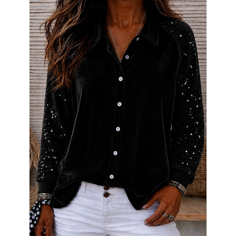 Corrie | Elegante Blouse met Glinstermouwen