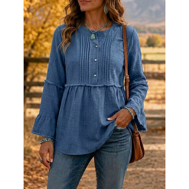 Aaltje | Verfijnde Peplum Blouse met Lange Mouwen