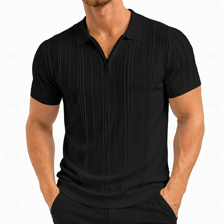 Bastiaan | Verfijnde Poloshirt met Structuur en Ritssluiting