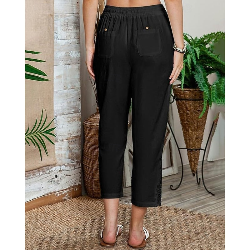Ineke | Verfijnde Enkellange Broek met Kantdetail