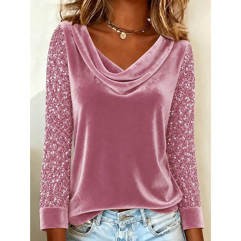 Wilhelmina | Elegante Top met Glinsterende Mouwen