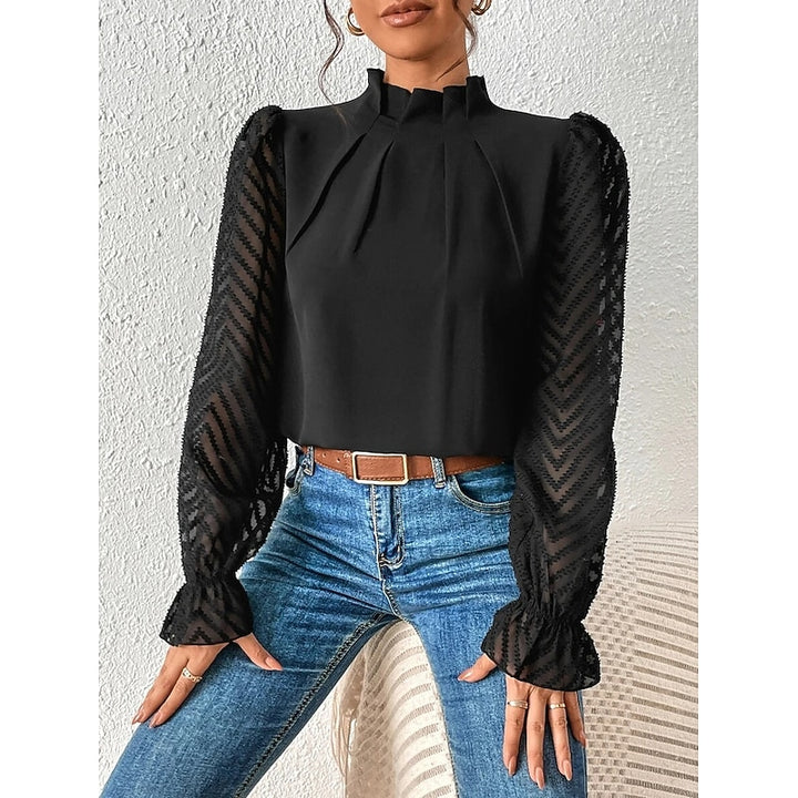 Wilhelmina | Verfijnde Blouse met Opstaande Kraag
