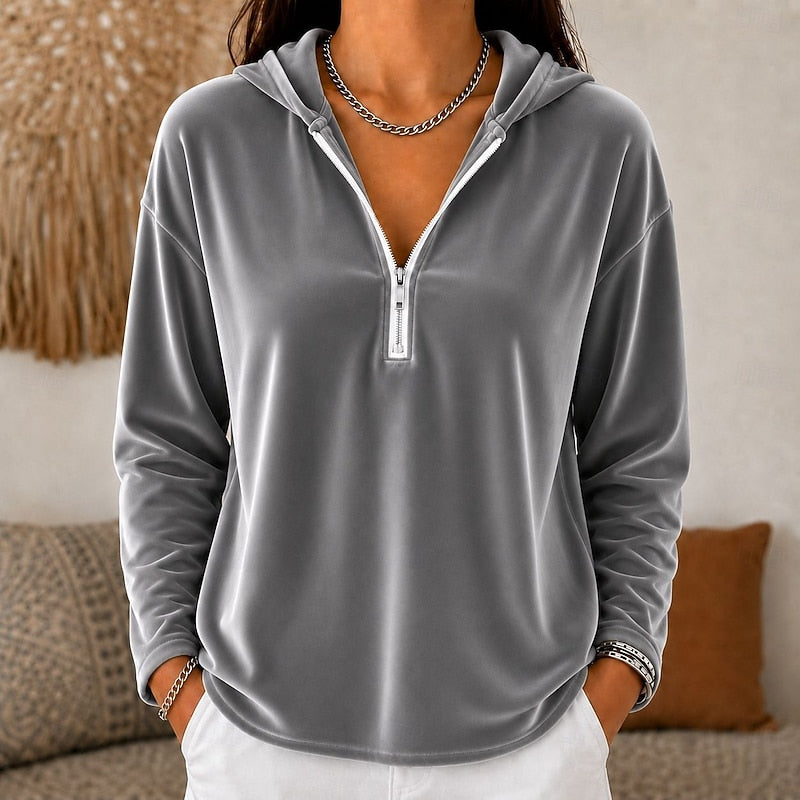 Ilona | Comfortabele Hoodie met Halve Rits