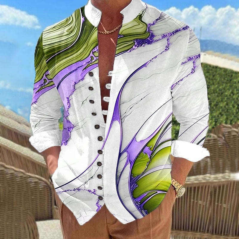 Barend | Elegant Marmerprint Overhemd