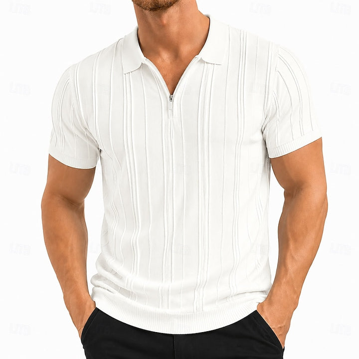 Bastiaan | Verfijnde Poloshirt met Structuur en Ritssluiting